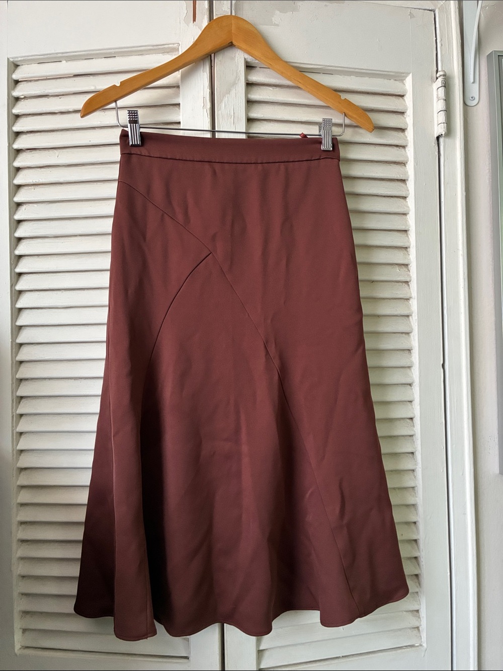 ROEYSHOUSE Women’s Brown A-Line Midi Skirt